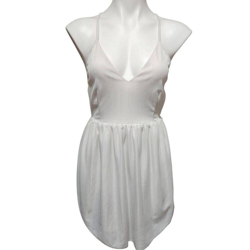 Zaful halter style‎ sundress white stretch backless mini small 4